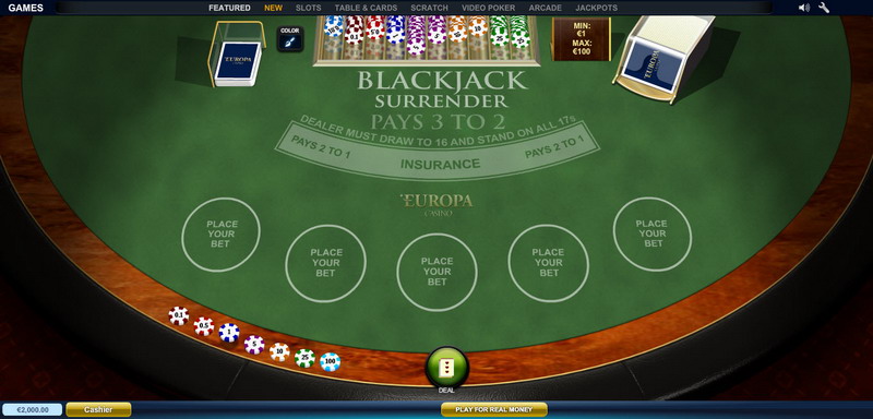 Blackjack Surrender Multihand 5 MCPcom Playtech