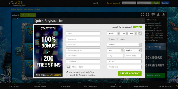 GoWild Casino MCPcom bonuses join
