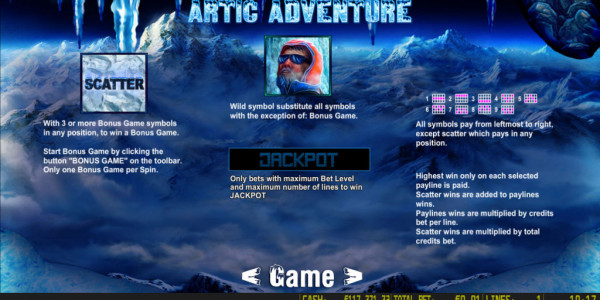 Artic adventure mcp paytable2